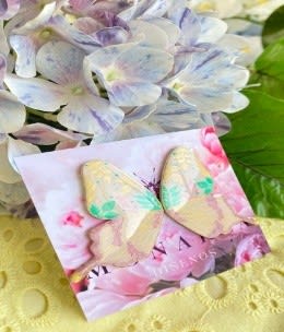 Aros Mariposa Línea botánica en colores beige, rosa, verde y dorado1