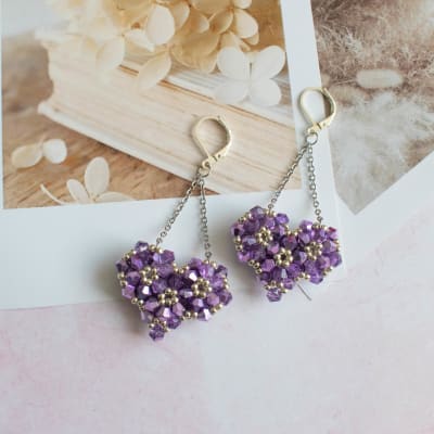 Aros Corazón 3D lila1