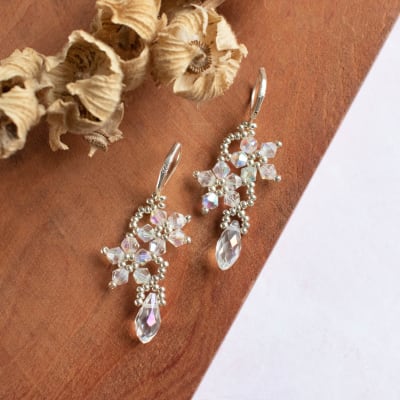 Aros Flor con gota transparente1