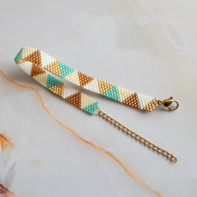 Pulsera Boho turquesa y café1