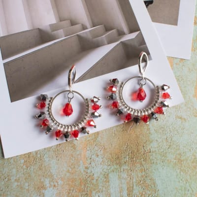 Aros Royal rojo y plateado1