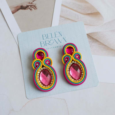 Aros Dobles fucsia y amarillo1