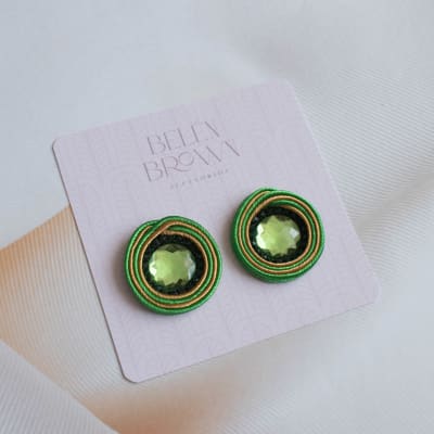 Aros Topito Bicolor verde y dorado1