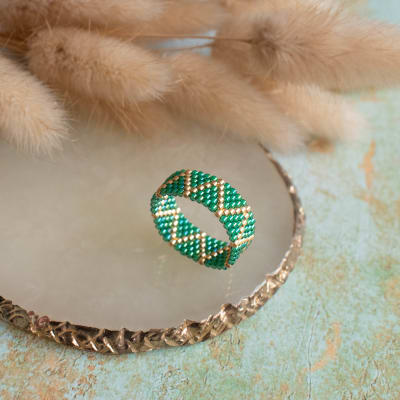Anillo ZigZag verde1