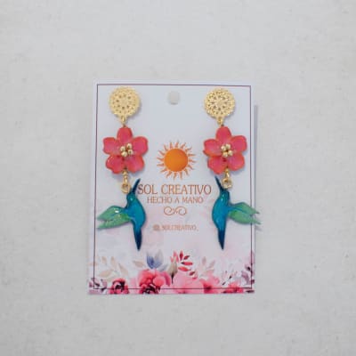 Aros Colibrí mini con flor y mandala1