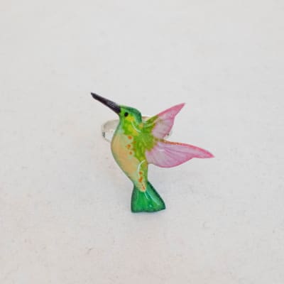 Anillo Colibrí verde rosado1