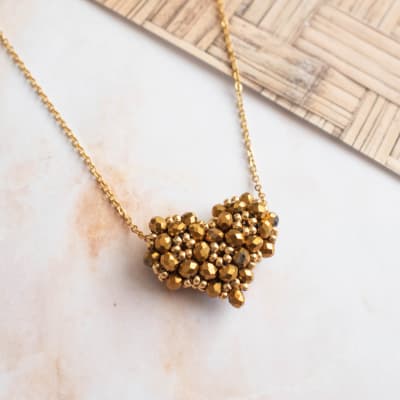 Collar Corazón 3D dorado1