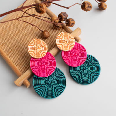 Aros Tres Cículos melón, fucsia y esmeralda1