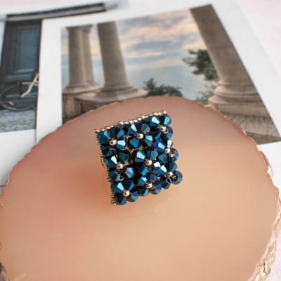 Anillo Cuadrado azul metalizado1