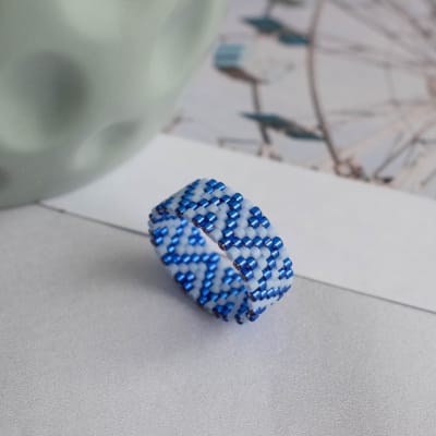 Anillo ZigZag azul y celeste1