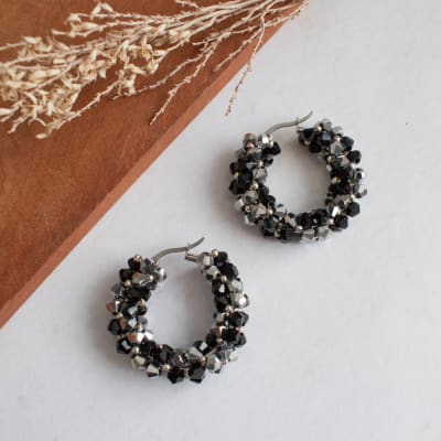 Aros Coral negro y plateado1