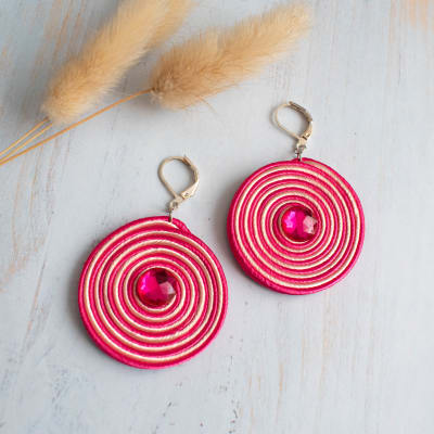 Aros Medallón Espiral fucsia1
