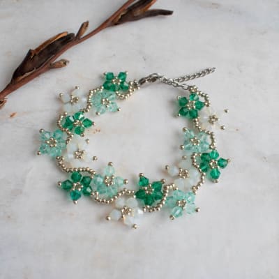 Pulsera Flores turquesa1