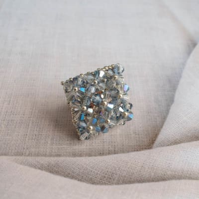 Anillo Cuadrado celeste grisáceo1