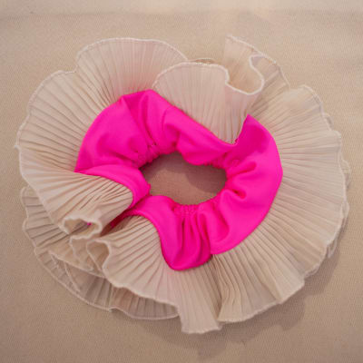 Bamba doble fucsia neón y beige1