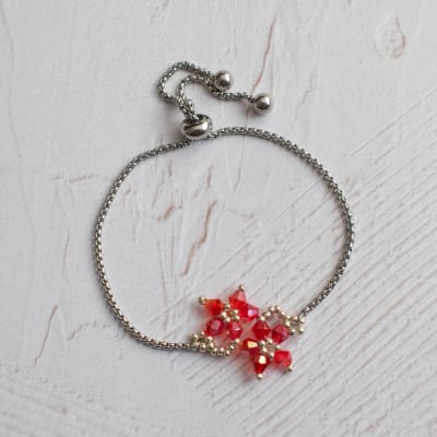 Pulsera ajustable Flores rojo1