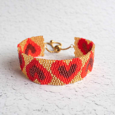 Pulsera Maxi Corazones rojo1