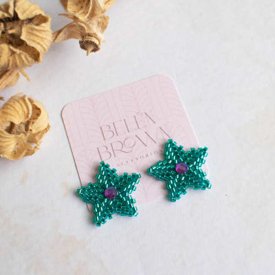 Aros Estrellitas con gema esmeralda1
