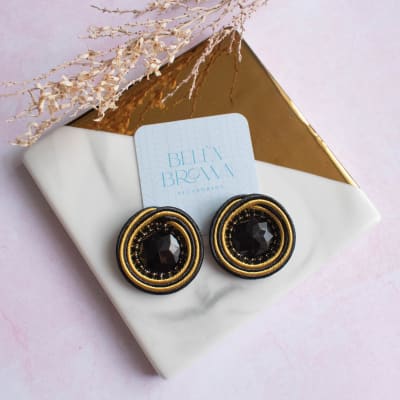 Aros Topito Bicolor negro y dorado1