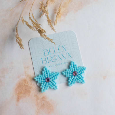 Aros Estrellitas con gema celeste1