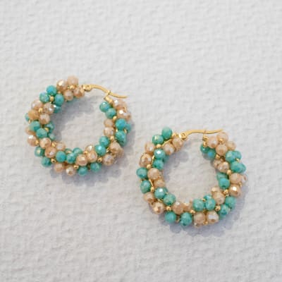 Aros Coral turquesa y beige1