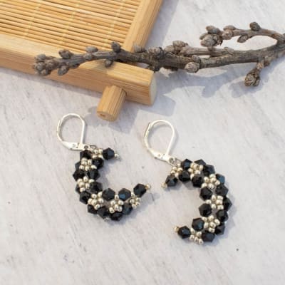 Aros Luna negro y plateado1