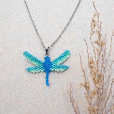 Collar Libélula azul y turquesa1