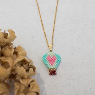 Collar Globo con Corazón rosado1