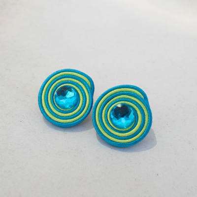 Aros Topito Espiral Bicolor calipso y verde flúor1