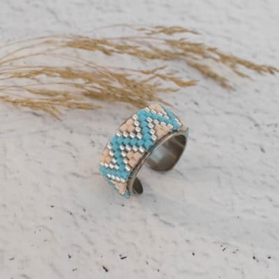 Anillo Ajustable Amazonas celeste y melón1