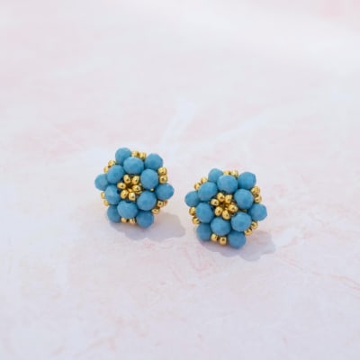 Aros Tiny turquesa oscuro y dorado1