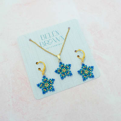 Conjunto Estrellas azul, turquesa y dorado1