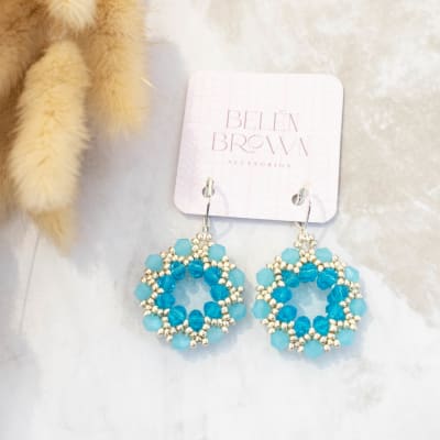 Aros Guirnalda celeste y plateado1