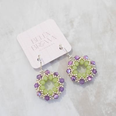 Aros Guirnalda lila y verde agua1