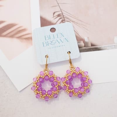 Aros Guirnalda lila y dorado1