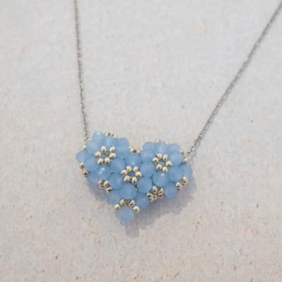 Collar Corazón 3D azul pastel1