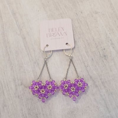 Aros Corazón 3D lila claro1