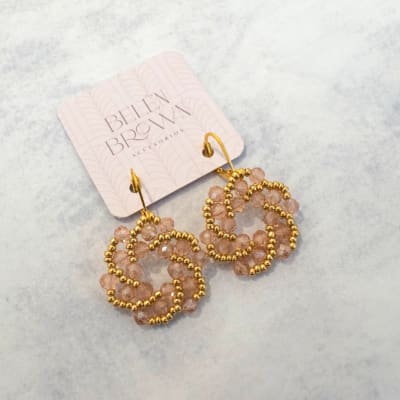 Aros Galaxia rosado traslúcido y dorado1