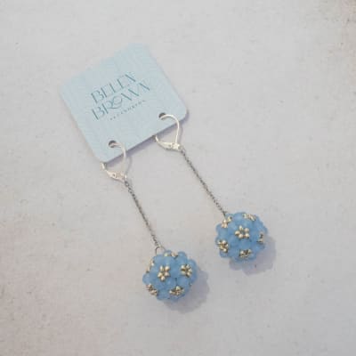 Aros Esfera azul pastel y plateado1