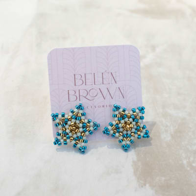 Aros Estrellitas esmeralda metalizado, menta y dorado1