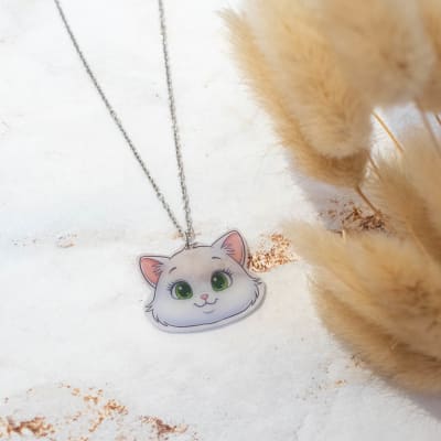 Collar TR Gato blanco ojos verdes1