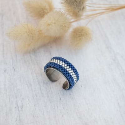 Anillo ajustable Jane azul oscuro y transparente1