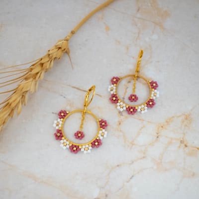 Aros Garden granate, blanco y dorado1