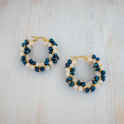 Aros Coral azul metalizado y blanco1