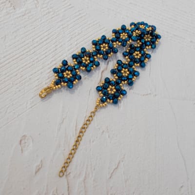 Pulsera cascada azul metalizado1
