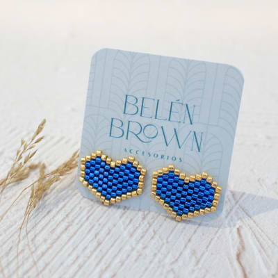 Aros Corazón azul y dorado1