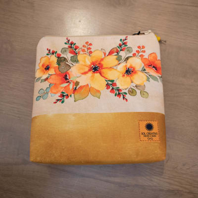 Cosmetiquero Mini flores naranjas.1