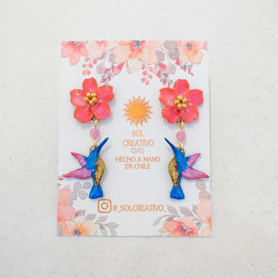 Aros Colibrí mini y Flor 11