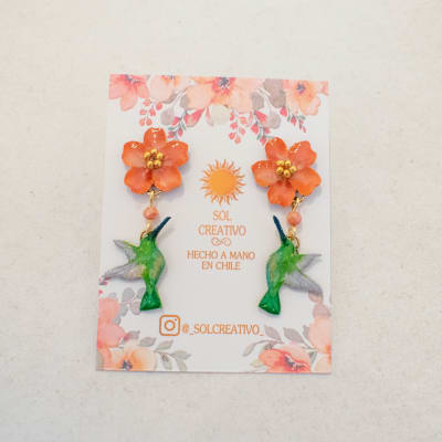 Aros Colibrí mini y Flor 21