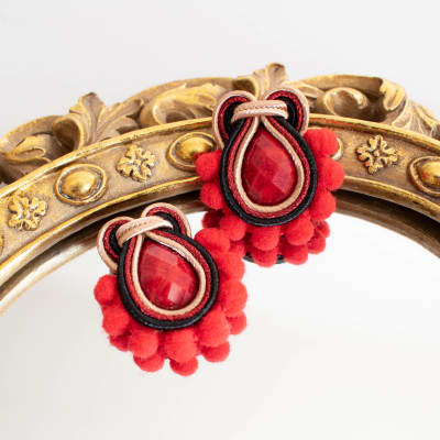 Aros Mini Pompom rojo1